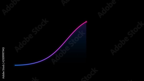 Neon Glowing Upward Growth Graph Chart on Black Background Minimalist Concept