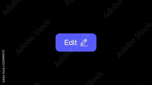 Edit UI button icon animation 4K video. Animated UI element with a pencil symbol on a dark background