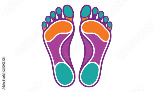 Human Foot Pressure Points Diagram for Reflexology Wellness