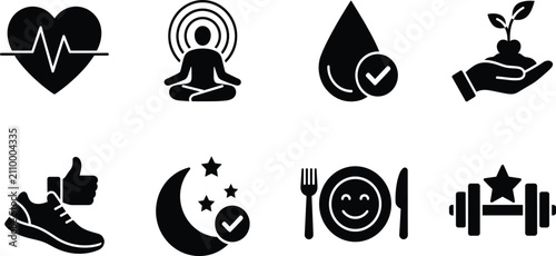 Foto Set of black mass media, news broadcasting, television, and journalism vector icons