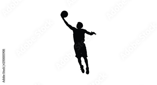Basketball Player Silhouette Against White Background Dynamic Sports Illustration