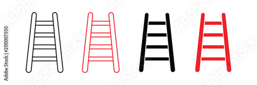 Foto Ladder icon set for business growth progress step success achievement repair and construction vector illustration