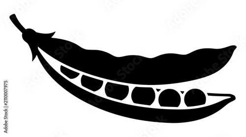 Pea Pod Silhouette Vector Illustration Isolated On White Background
