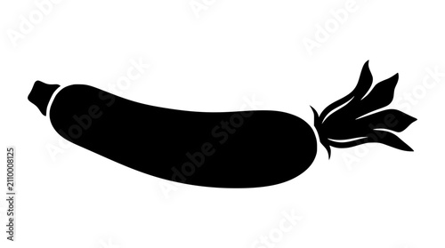Zucchini with flower silhouette icon isolated on white background