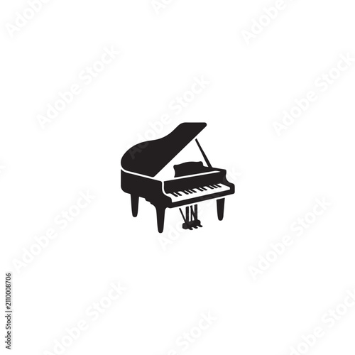 Grand piano silhouette music instrument icon black and white
