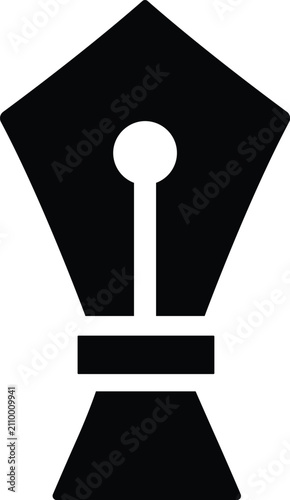  Fountain Pen Nib Icon Black Silhouette Writing Tool Vector