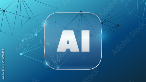 AI, artificial intelligence, neural network, deep learning processing, big data analysis. Vector illustration for business, science, automatization, neuro, net, technology