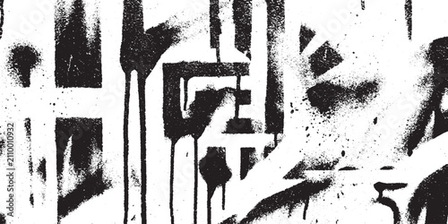 Foto Intricate abstract geometric line design with heavy black spray paint texture an