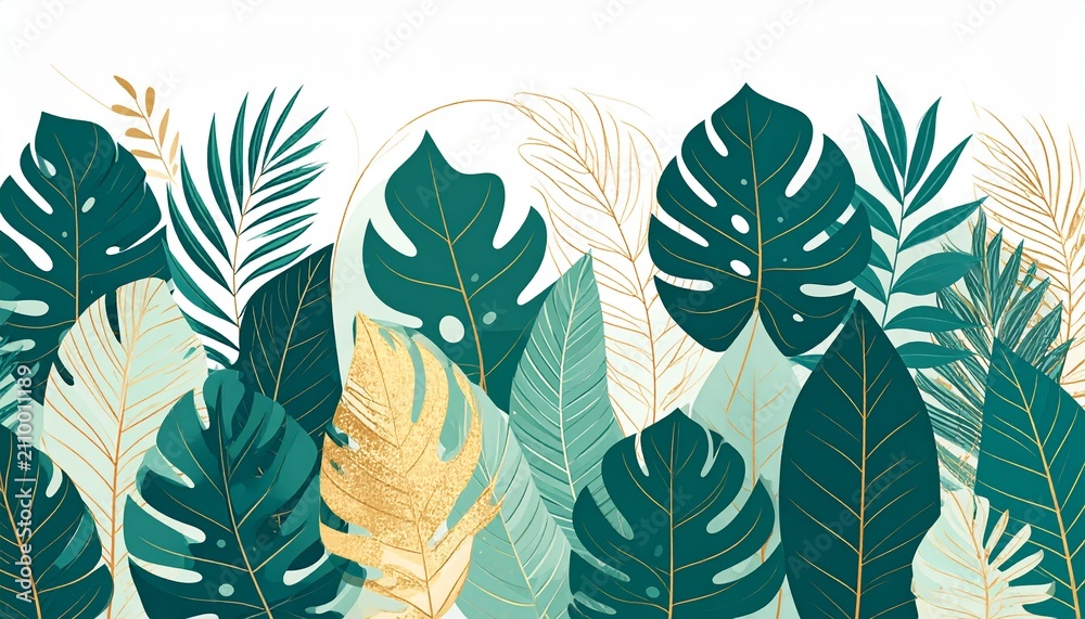 Fototapeta premium Lush green botanical pattern.