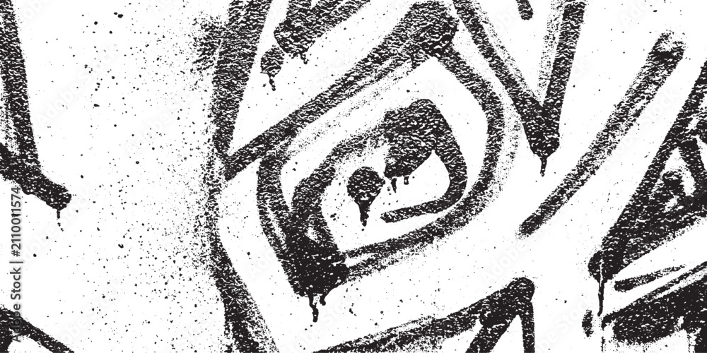 Obraz premium Detailed black spray paint graphic featuring artistic rectangular frames and paint drips on white background for modern street art style design and grunge textures