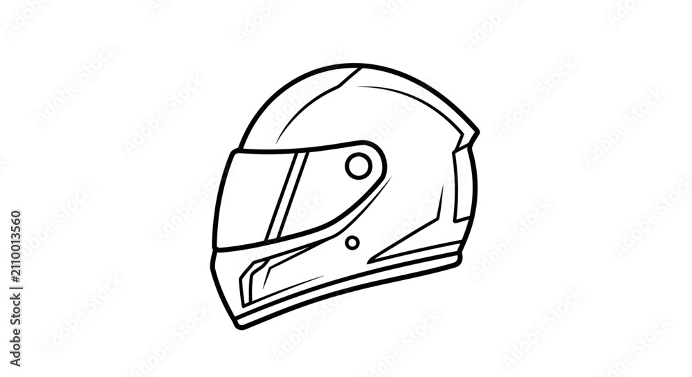 Fototapeta premium Minimalist line art illustration of a full face motorcycle helmet