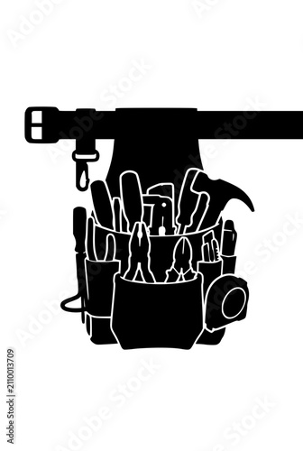 Tool Belt Silhouette with Hand Tools for Construction and DIY