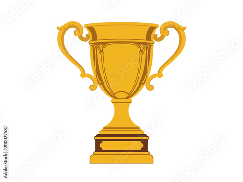 Bild auf Leinwand Golden Trophy Cup Illustration Isolated on White Background Representing Victory and Success