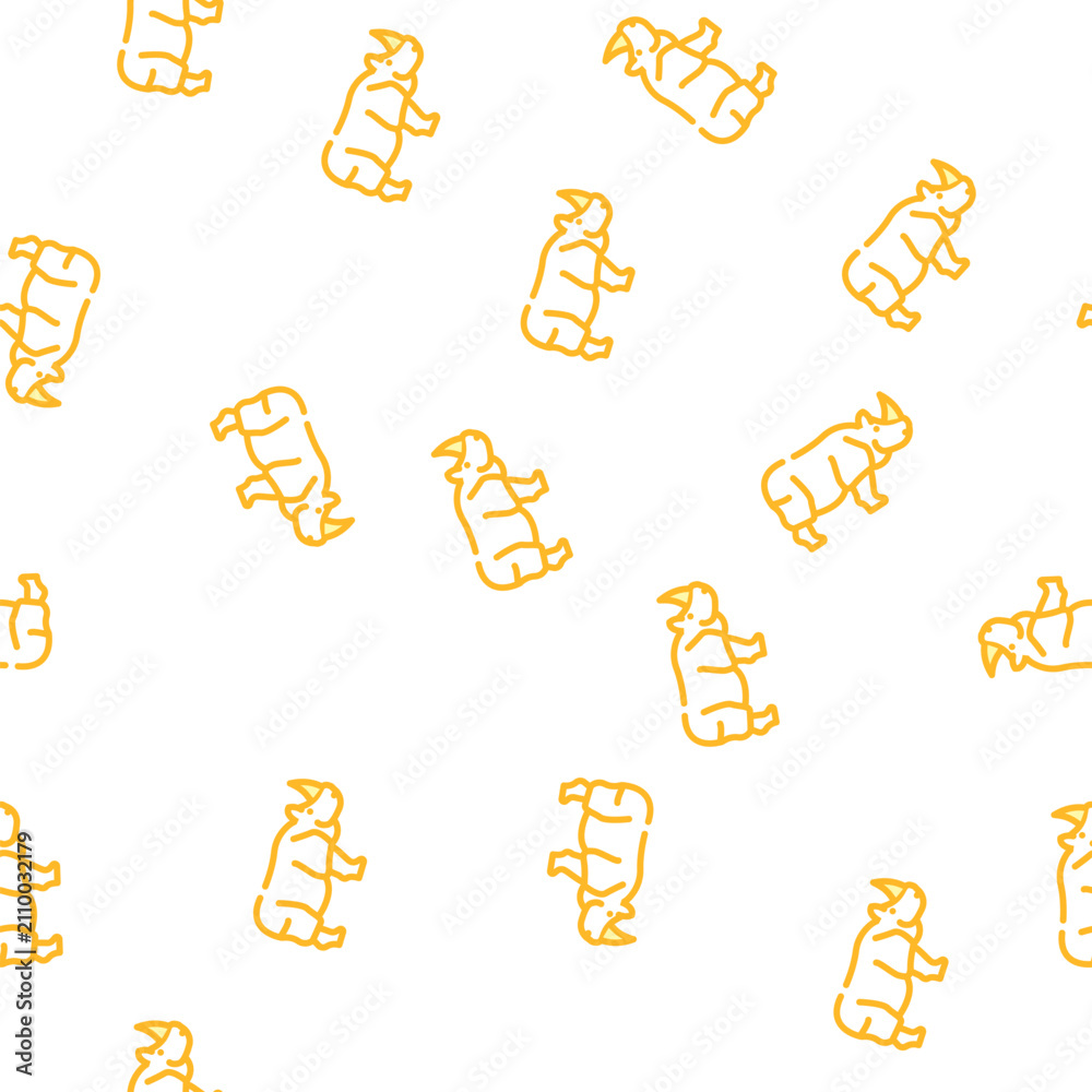Obraz premium rhino animal vector seamless pattern rhino animal sign illustration