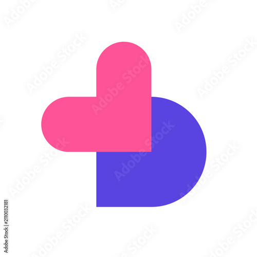 Letter B heart love modern logo design