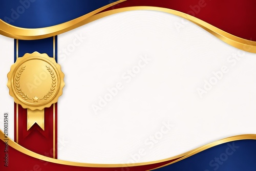 Blank certificate template with gold seal. Elegant diploma border for professional awards.