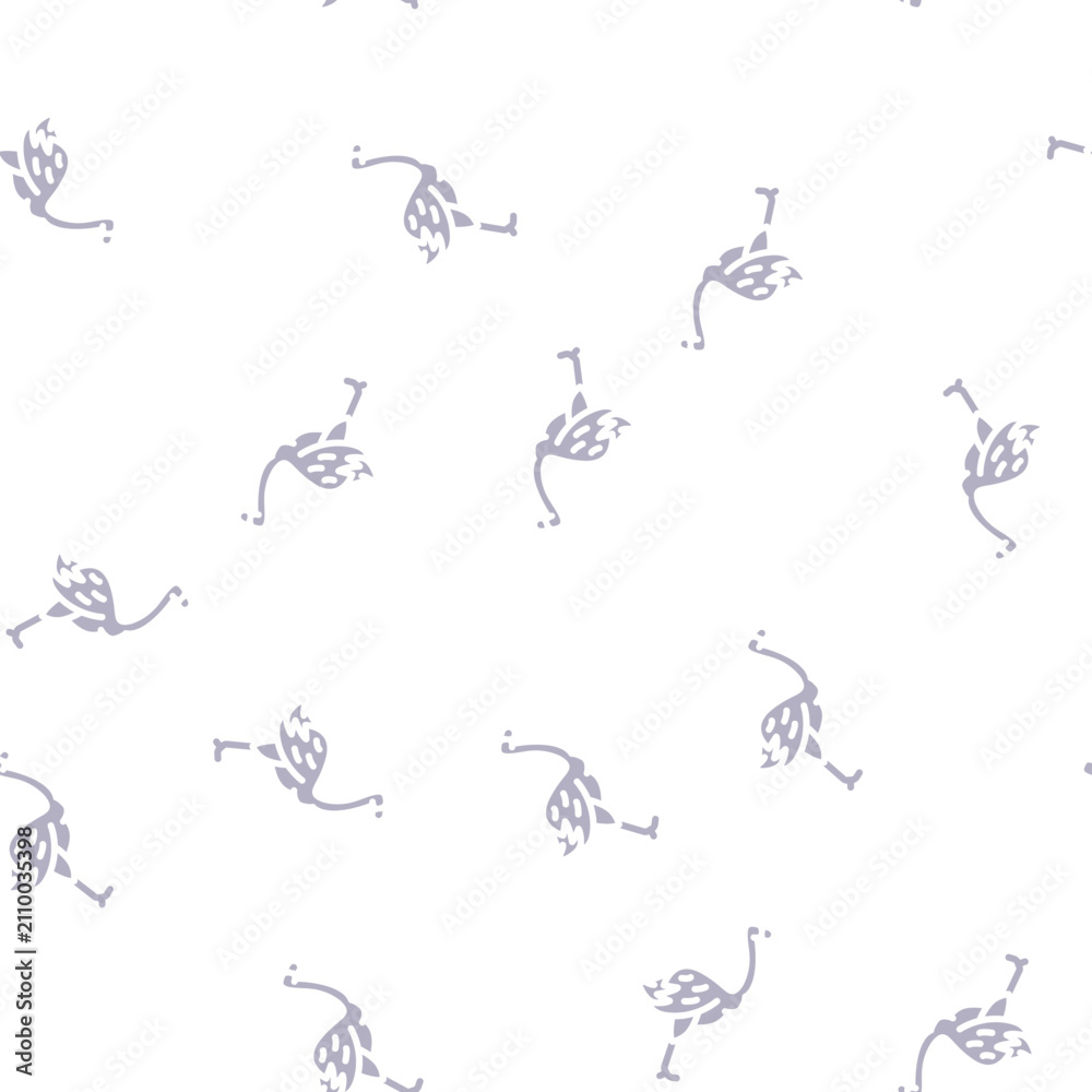 Obraz premium ostrich bird glyph vector seamless pattern. ostrich bird signthin illustration