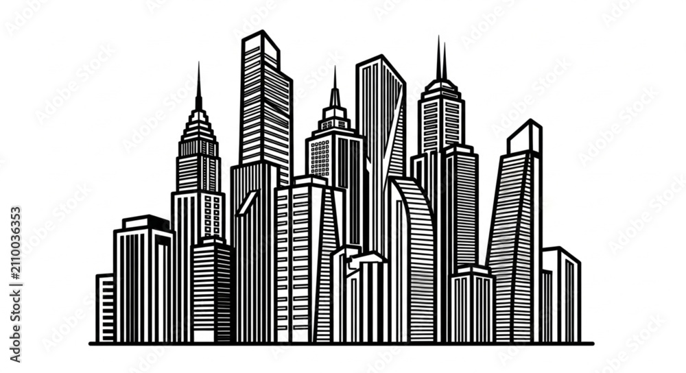 Fototapeta premium Modern Skyline Cityscape Illustration
