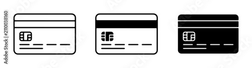 Foto Credit Card Icons Set: Payment, Finance, and Transaction Symbols in Outline and