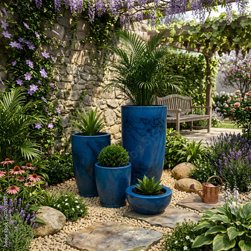 blue garden vase