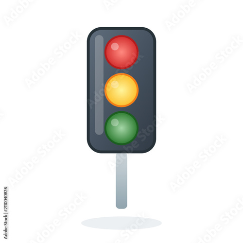 Flat Traffic Light Vector Icon, Road Safety Signal and City Transport Illustration Isolated on Transparent Background
