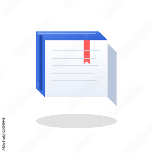 Flat Open Book Vector Icon, Education and Bookmark Knowledge Illustration Isolated on Transparent Background
