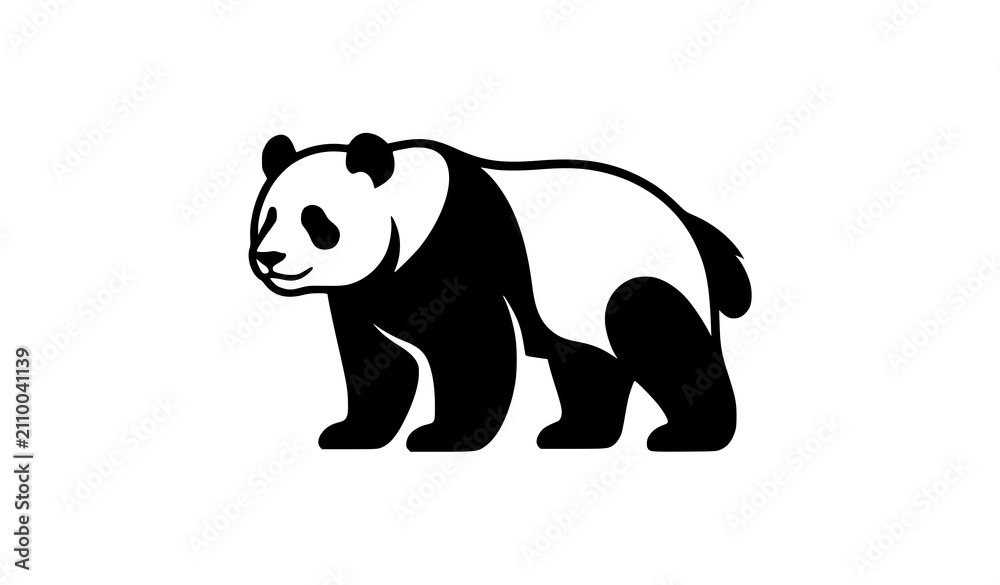 Naklejka premium Panda Silhouette Collection with Twelve Unique Wildlife Poses Vector Set