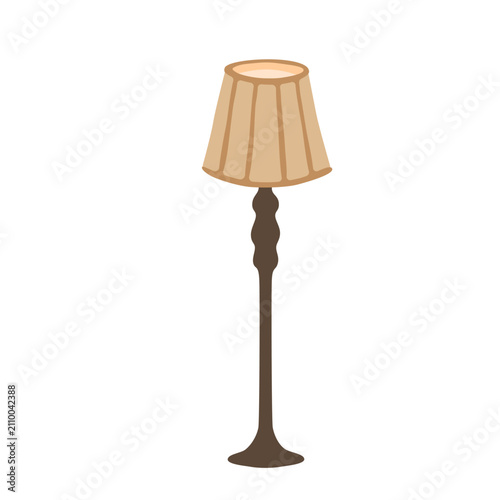 Foto Floor lamp with beige lampshade isolated on white background