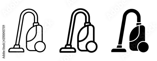 Fotografie Vacuum Cleaner Icons, Household Cleaning Equipment Vector Graphics, Modern Appli