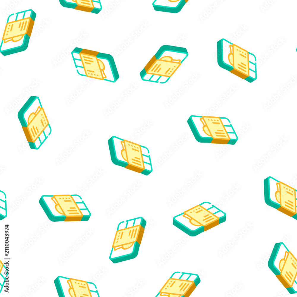 Fototapeta premium chicken airline food isometric seamless pattern. chicken airline food sign illustration