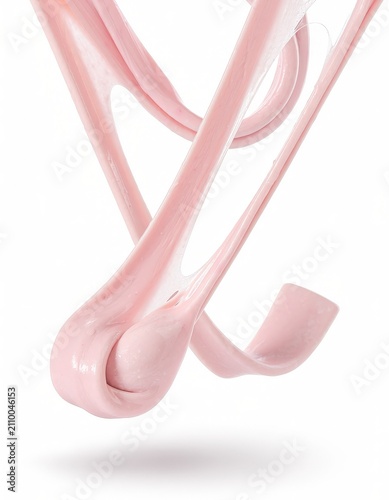 Stretchy pink bubble gum isolated on white background