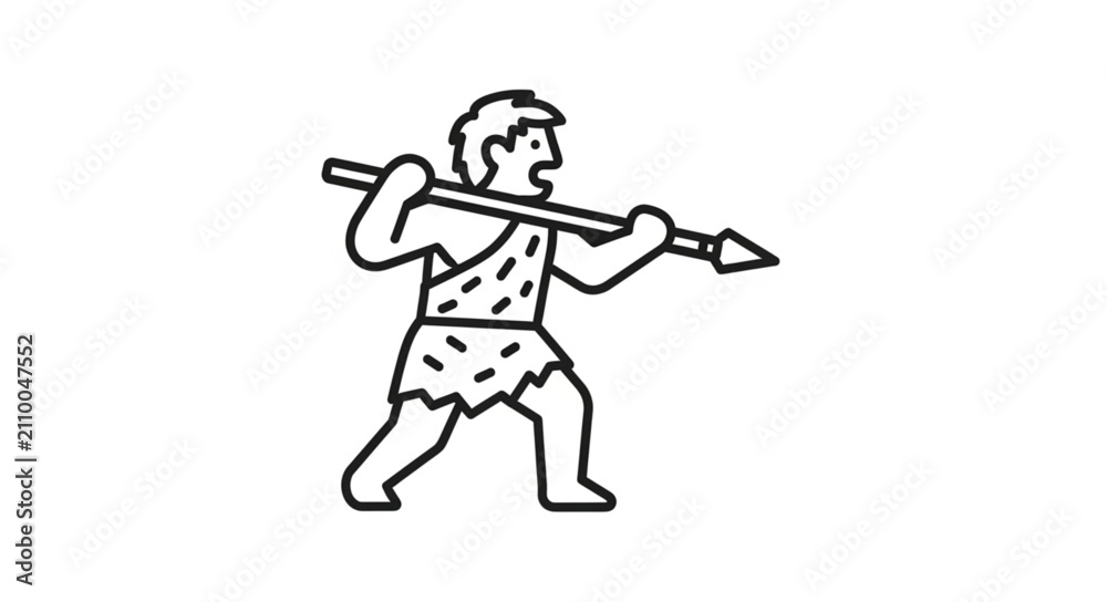 Obraz premium Prehistoric Hunter Illustration