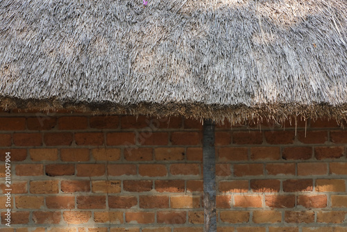 Foto Thatched roof house in india