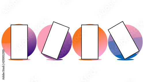 Abstract overlapping circles and rectangles design. Modern geometric shapes layout for branding and digital graphics.