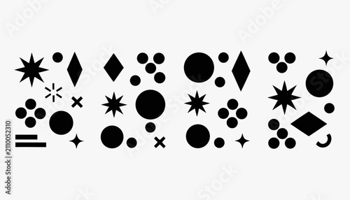 Geometric shapes and symbols icon set collection. Minimalist black line art vector icons for design and infographics.