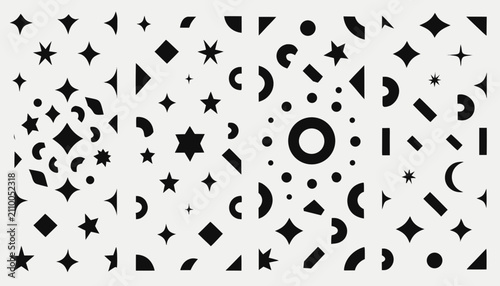 Geometric star and arrow shapes collection. Abstract minimalist icons set for design and infographics.
