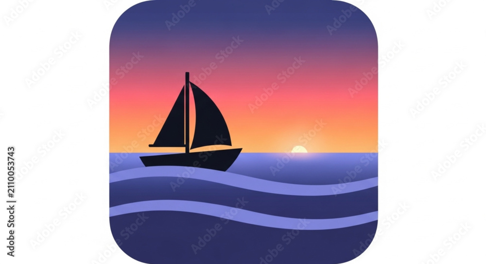 Naklejka premium Sailboat at Sunset Over Ocean