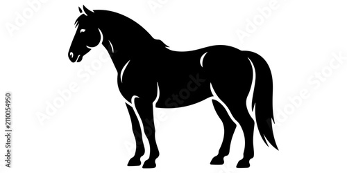 Bild auf Leinwand Silhouette of a horse running with its mane and tail flowing in the wind against