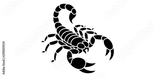 Obraz na plátně Premium Black Silhouette of Scorpion Vector, Dangerous Desert Arachnid Icon, Edi