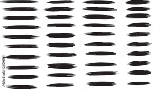 Картината върху платно Collection of vector paint brush strokes, hand drawn brush stroke textures set