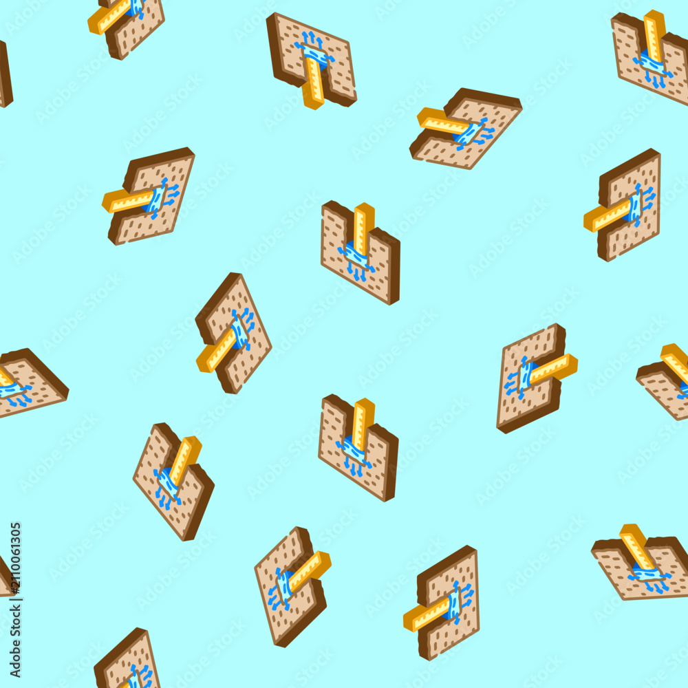 Obraz na plátně soil percolation hydrogeologist isometric seamless pattern