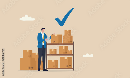 Cuadro en lienzo Checking inventory control to assure product delivery concept, smart businessman