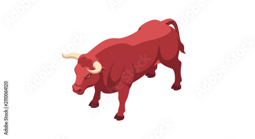 Canvas Print Powerful red bull in charging stance