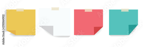 Canvastavla Sticky note with duct tape, post it note paper set, memo reminder, sticky paper note with clipping path and shadow