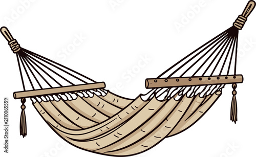 Hammock outdoor camping cartoon Vector Illustration Isolated Clipart