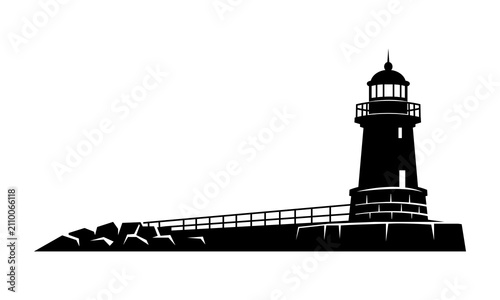 Lighthouse silhouette vector illustration isolated on white background