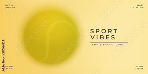 Minimal tennis background with a large tennis ball, soft gradient and modern typography. Perfect for sports branding, banners, websites, presentations and social media.