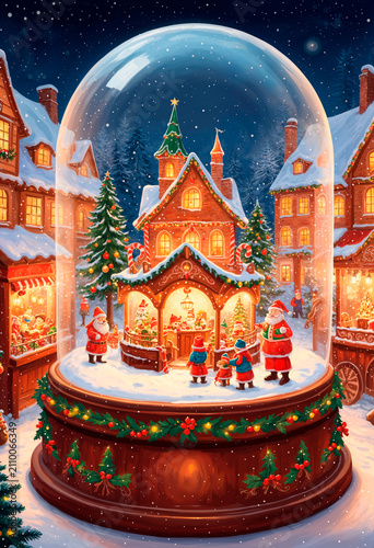 Merry Christmas Celebration with Festive Decorations, Lights and Holiday Atmosphere