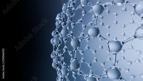 Fotografie Molecular structure with interconnected atoms, showcasing scientific representation of chemistry and physics