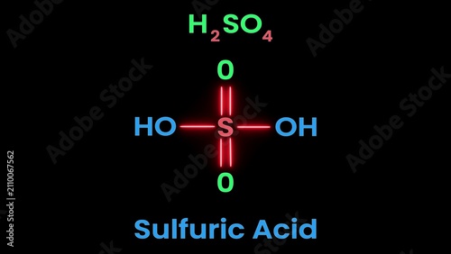 Fotografie Sulfuric Acid molecular structure, Sulfuric acid is a strong acid